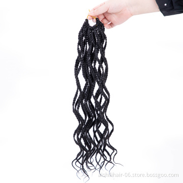 faux locs box braiding wave crochet hair in synthetic  extension box braids